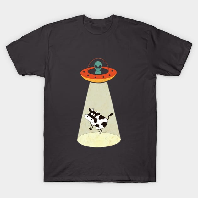 Alien UFO Cow Abduction T-Shirt by JohnnyxPrint